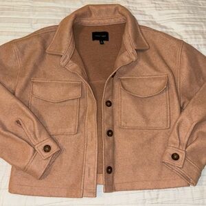Love Tree light pink cropped Camel Button-Up Shacket
